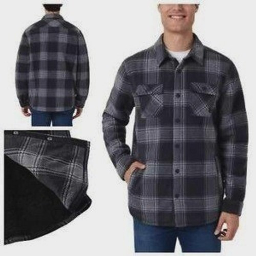 Voyager  Heavyweight Sherpa-Lined Polar‎ Fleece Shirt Jacket Lumberjack Plaid
